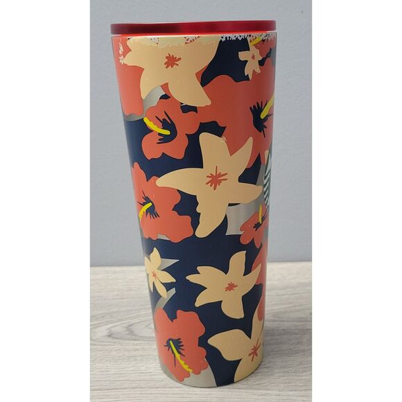 Starbucks 24 oz Tropical Hibiscus Floral Cold Beverage D19 Tumbler without Straw - Picture 4 of 10
